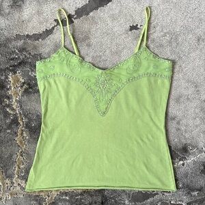 Rare vintage 976 Clue y2k pastel green beaded sequin camisole top 💚